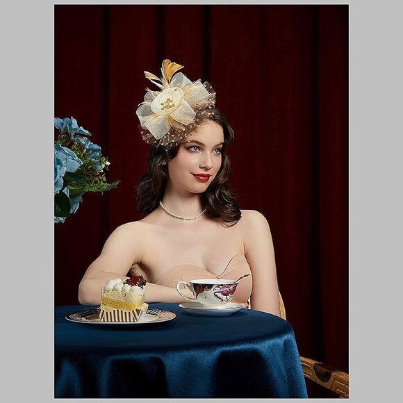 Accessories - KENTUCKY Derby Fascinators for Women Gold&beige